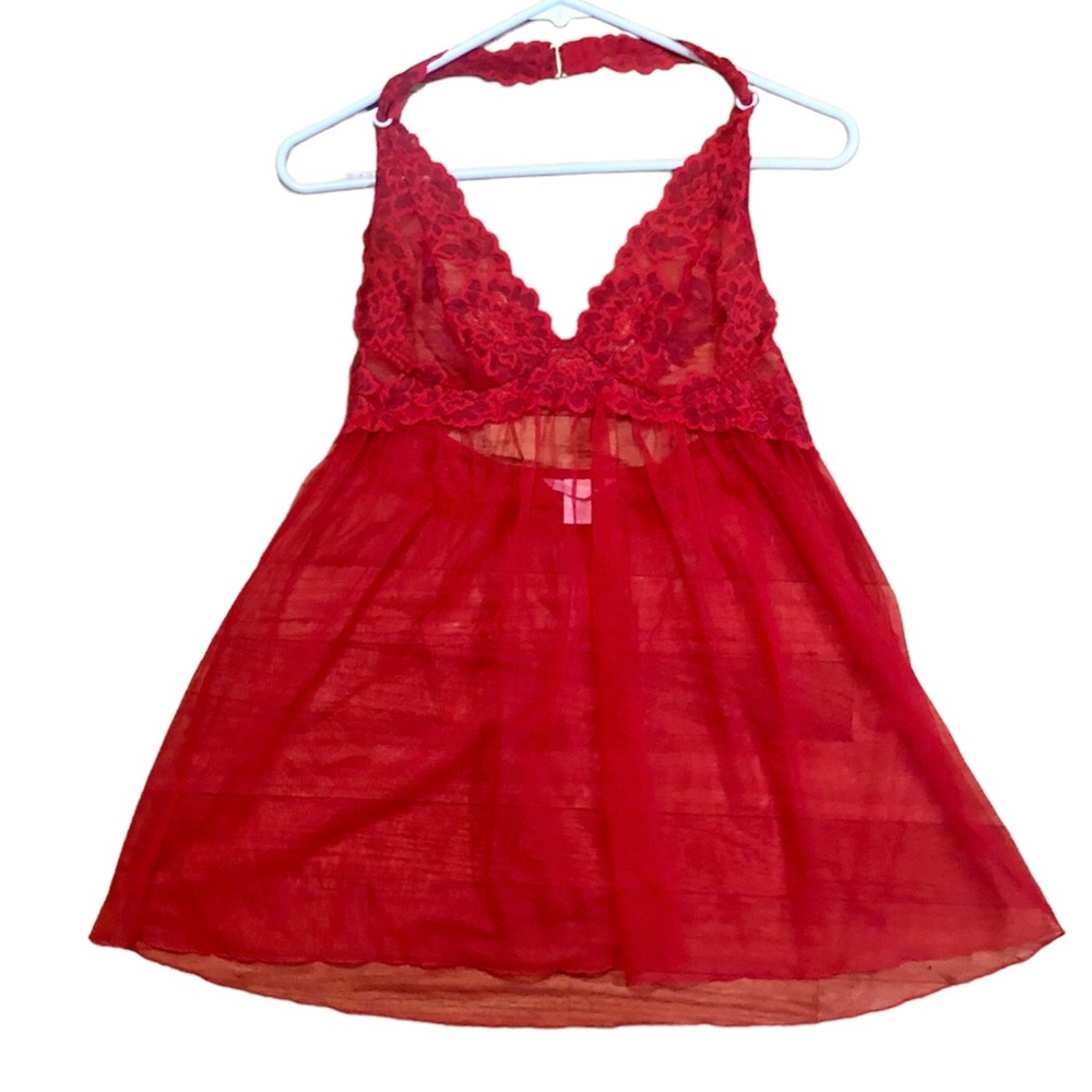 Victoria’s Secret red lace halter babydoll lingerie, Medium